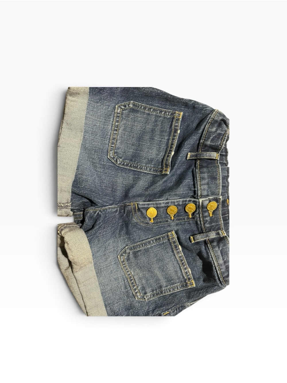 J. Crew Girls' Dark Blue Denim Button-Front Shorts with Gold Buttons